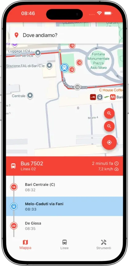 Screenshot dell'app Bari Smart
