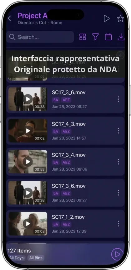 Screenshot dell'app Cinematografia