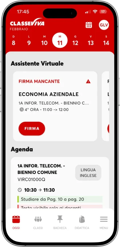 Screenshot dell'app Classeviva Docenti