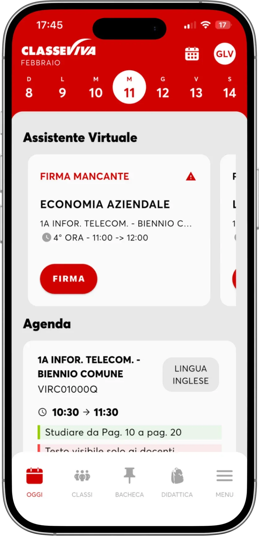 Screenshot dell'app Classeviva Docenti