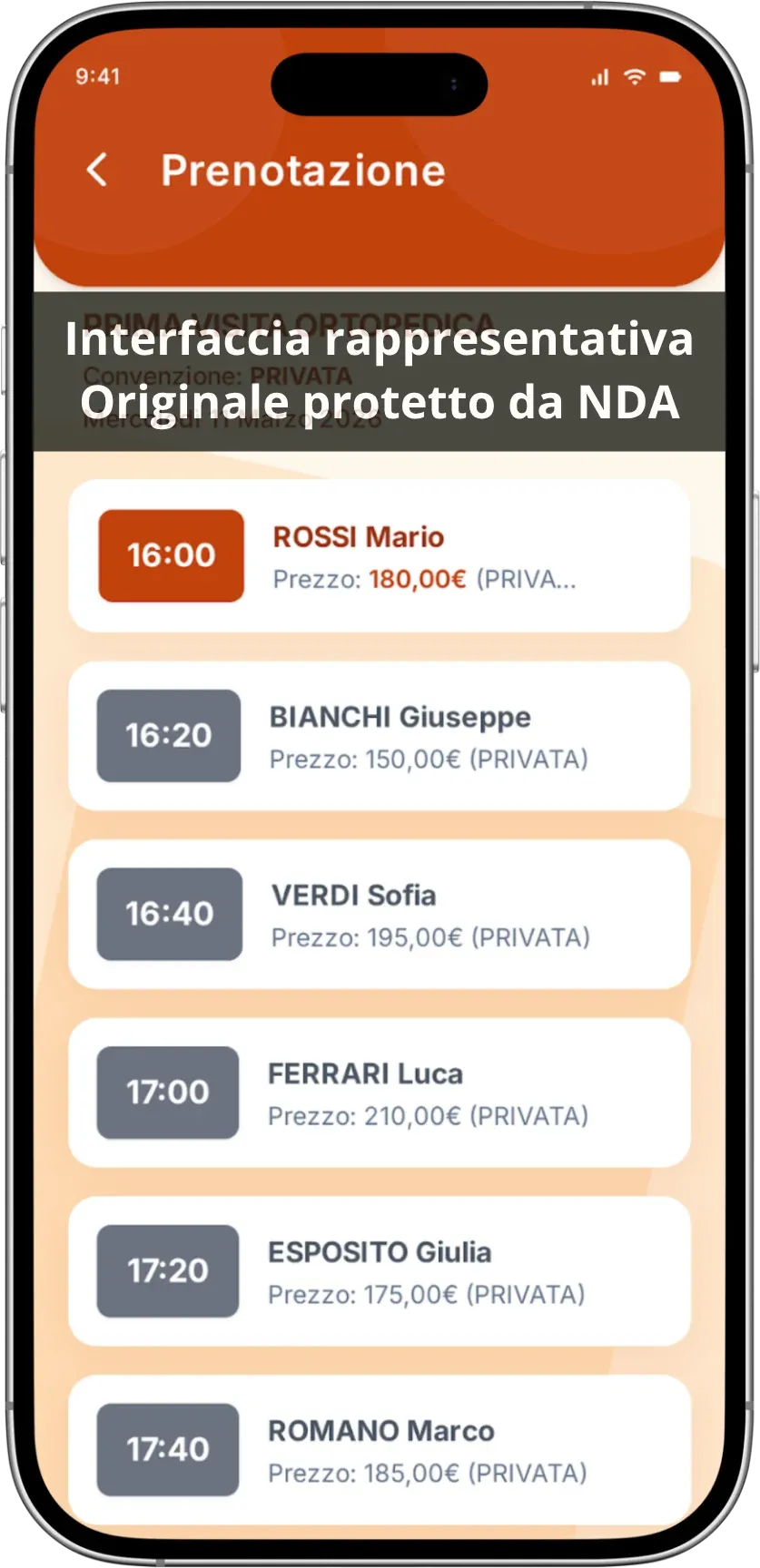 Screenshot dell'app Prestazioni sanitarie