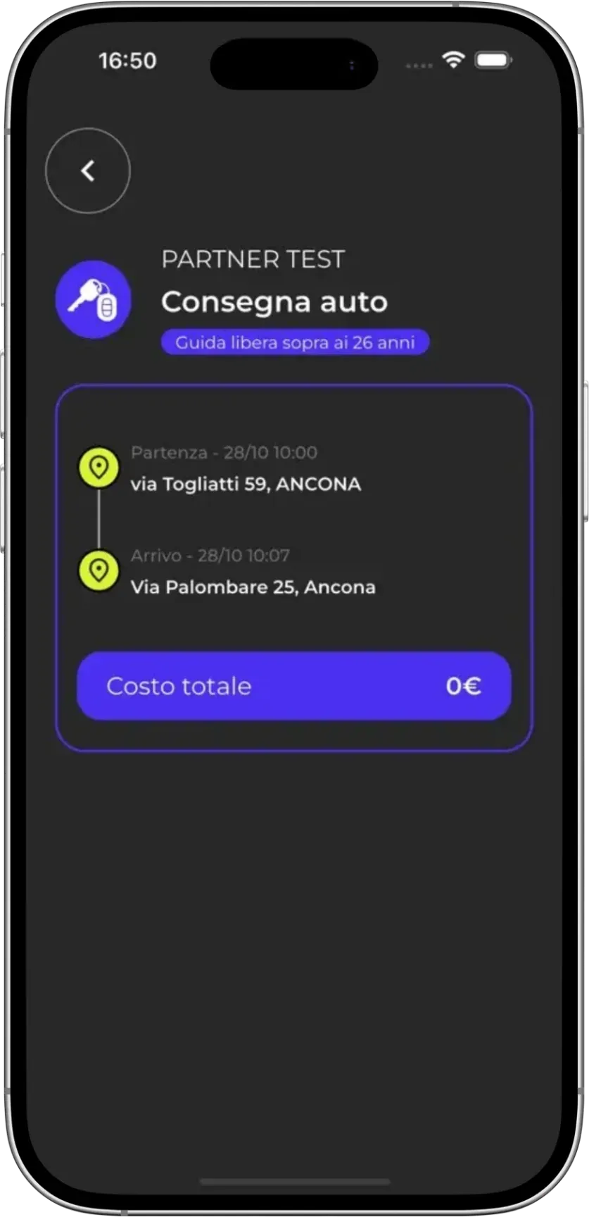 Screenshot dell'app Simba